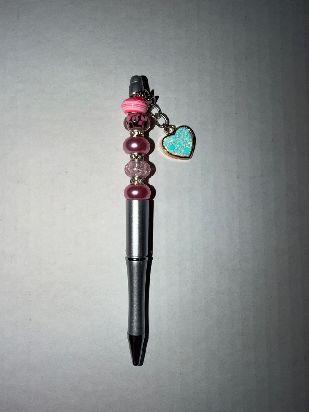 Handmade Pink heart charm accent Ballpoint pen - Picture 2 of 2